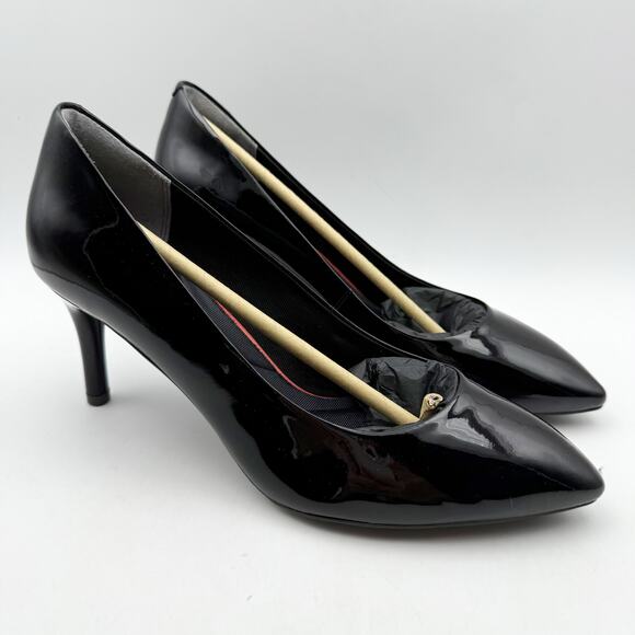 Rockport Womens Total Motion 75mm Pointy Toe Pumps US 8 Black Patent Leather NIB - Picture 6 of 13